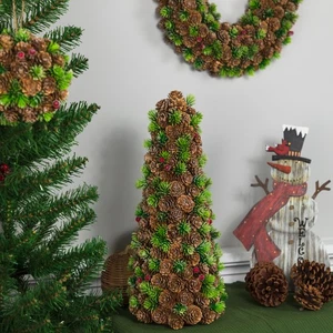 Northlight Mini Pinecone and Frosted Wild Berries Christmas Cone Tree - 15" - Picture 1 of 5