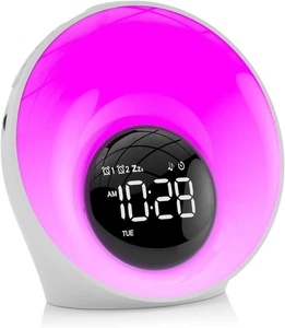 Wake Up Night Light Sunrise Alarm Clock Dimmable 30 Sounds/ 14 Colors Sleep Time - Picture 1 of 8