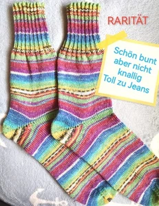 Stricksocken Gr 45 46 Handgestrickte Wollsocken Opal Fruchtgummi Bunt RARITÄT - Bild 1 von 9