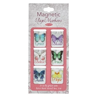 Set of 6 Botanic Butterfly Blessings Inspirational Magnetic Bible Verse - Image 1 of 4