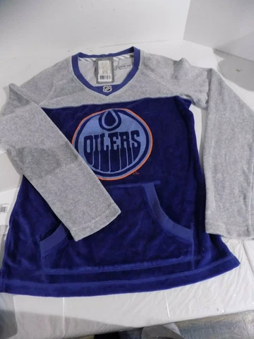 Reebok NHL Edmonton Oilers Ladies Size Small Diva Soft Sweatshirt Blue Gray Cover