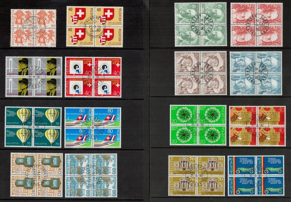 Switzerland 1977 - 1980 Period. Blocks of CTO Stamps. Includes Used. Cat app £66 - Image 1 of 1