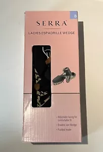 ALDI SERRA NEW NIB 8 Ladies Women Espadrille Wedge Summer Sandals Black & Beige - Picture 1 of 4