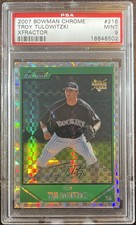 TROY TULOWITZKI 2007 Bowman Chrome X-Fractor #216 RC Rockies /250 PSA 9 Pop 2