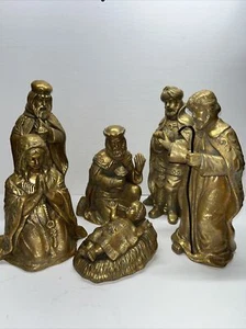Vintage Otagiri/Enesco 12" HOLY FAMILY-3 WISE MEN LARGE GOLDEN COLORED FIGURES - Picture 1 of 20