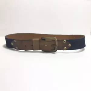 VTG Justin Size 36 Women Western Denim/ Leather Cowgirl Belt 239B Vintage - Picture 1 of 10