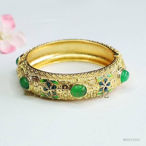 VALENTINO Bracciale Agata Verde Naturale Smalto Calcedonio Verde Bracciale Fiore