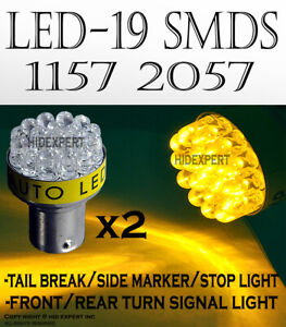 2 prs 1157 2357 2396 12 SMDs LED Yellow Rear Turn Signal Light Bulbs Lamp E127