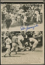 JOE GARGIOLA SIGNED 6x8.5 AP WIRE PHOTO CARDINALS vs DODGERS EBBETTS FIELD 1951