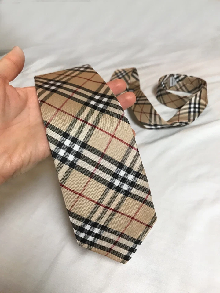 Corbata de vestir para hombre Nova Check estampado a cuadros beige caqui camel vintage poliéster Foto 1 de 4