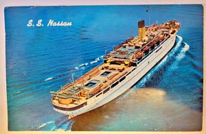 c1959 Luxury Cruise Ship S.S. Nassau Aerial View Vintage Postcard - Picture 1 of 3