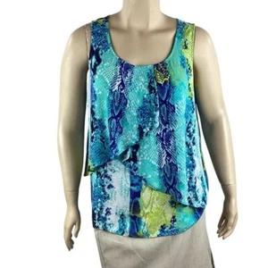 Worthington Snake Print Top Size 0X Multicolor Blue - Picture 1 of 7