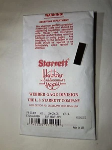 New Starrett Webber Micro Accurate Gage RSM 2.003 A1 Grade EDP No. 91249 - Picture 1 of 5