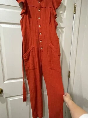 Mono Free People Raro Una Pieza Talla XS TP Calabaza 100% Algodón Foto 1 de 4