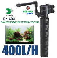 FILTRO INTERIOR 400L/H ACUARIO con FOAMEX 5W Tortuguera Gambario pecera INTERNO