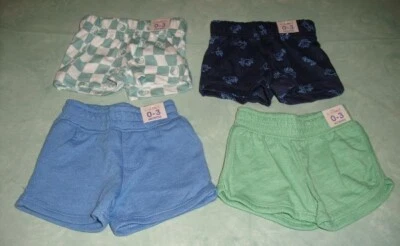 Garanimals Bebé Niños 0-3M Verano Lote de 4 Pantalones Cortos Nuevo Con Etiquetas Azul Verde Dinosaurio Foto 1 de 3