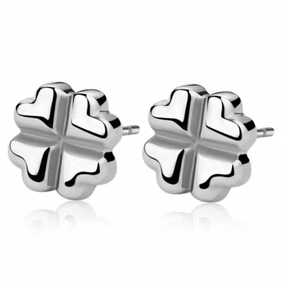 Sagapo Orecchini Quadrifoglio Portafortuna Acciaio Sagapò SDY30 S'agapo - Immagine 1 di 2