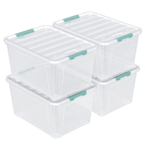 KEKOW 80 Qt Plastic Stackable Storage Bin with Lid, 4 Packs Large Storage Box - Picture 1 of 13