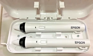 Set of 2 Epson ELPPNO4 Easy Interactive Pen, Blue, Orange, light used - Picture 1 of 20