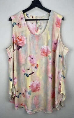 Camiseta sin mangas Melissa McCarthy Seven7 para mujer talla 1X sin mangas floral acuarela Foto 1 de 4