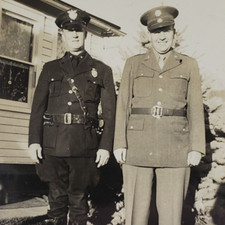 Police Military Men Long Island NY Photo 1940s Vintage Original Snapshot F468