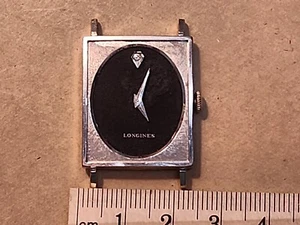 Vintage Longines 10K White GF Case Matte Black Diamond Dial Running Wristwatch - Picture 1 of 8
