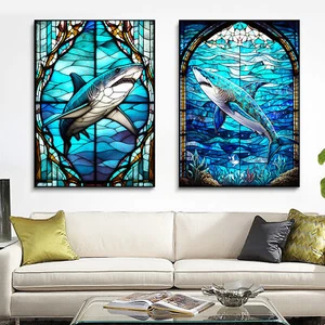 YALKIN 5D Large Diamond Painting Embroidery Cross Craft Stitch Art Shark Home - Picture 1 of 11