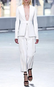 $1450 Authentic PROENZA SCHOULER Printed Cropped High Waisted Snap Front Pants - Picture 1 of 5