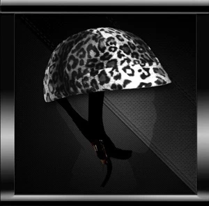 Faux Fur White Leopard Skinners Helmet Cover For DOT B w/ Visor DOT Helmet - Bild 1 von 4