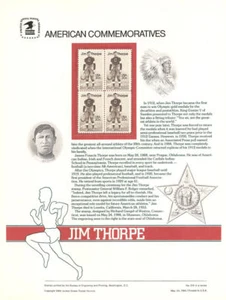 #219 20c Jim Thorpe #2089 USPS Commemorative Stamp Panel - Picture 1 of 1