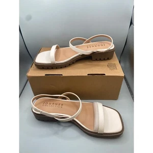 Journee Collection Womens White Nylah Faux Leather Cushioned Sandals Size 7 NIB - Picture 1 of 5