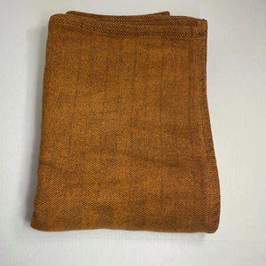RH Teen Restoration Hardware Herringbone Blanket Orange Grey Bed Throw ~ 64x86 - Picture 1 of 10