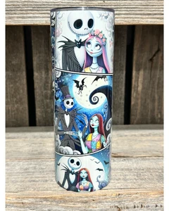 Quilted Love - Jack and Sally Clip Collection - 20oz Skinny Sublimation Tumbler - Picture 1 of 7