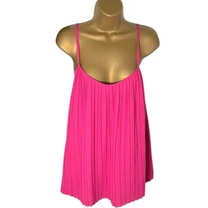 Charmantes Charlie Plissee Swing Tank verstellbare Träger Hot Pink S - Bild 1 von 5