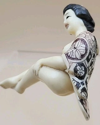 复古中国树脂手绘网介雕像-女士色情 — 第 1/4 张图片