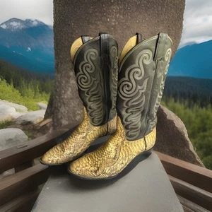 Tony Lamas Cowboystiefel Größe 9,5 E Vintage echt golden Python gebraucht, in einwandfreiem Zustand klassisch - Bild 1 von 22