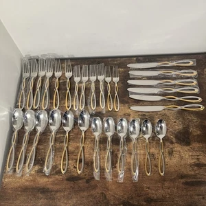 30 Stück Gabeln Löffel Messer Cambridge GOLD INFINITY Loop 18/8 Edelstahl Korea - Bild 1 von 7