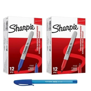 SHARPIE Marcatore Permanente | Punta Fine | Inchiostro Rosso, Inchiostro Blu | 24 Pennarelli e... - Foto 1 di 3