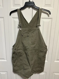 Xhilaration Vintage Y2K Women’s Canvas Bib Overalls Shorts, Army Green, Size XL - Picture 1 of 20