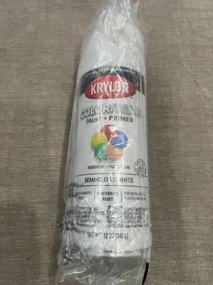 NEW Krylon COLORmaxx Semi-Gloss White Spray Paint + Primer 12 Oz Rust Protection - Image 1 of 3
