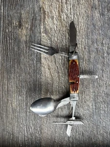 Vgt Boy Scout Hobo Camping Pocket Knife with Spoon and Fork Tools 1960. - Picture 1 of 4