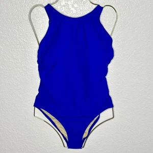 Kona Sol Women's Blue High Neck Medium Seat Coverage One Piece Swimsuit NEW! - Picture 1 of 11