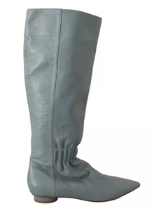 Botas Altas De Cuero Azul Valentino Para Mujer, Planas, Con Elástico, De Ponerse - Imagen 1 de 6