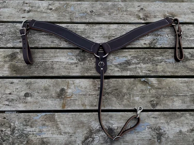 US made black leather contoured 3 pc Western breast collar - Image 1 of 2