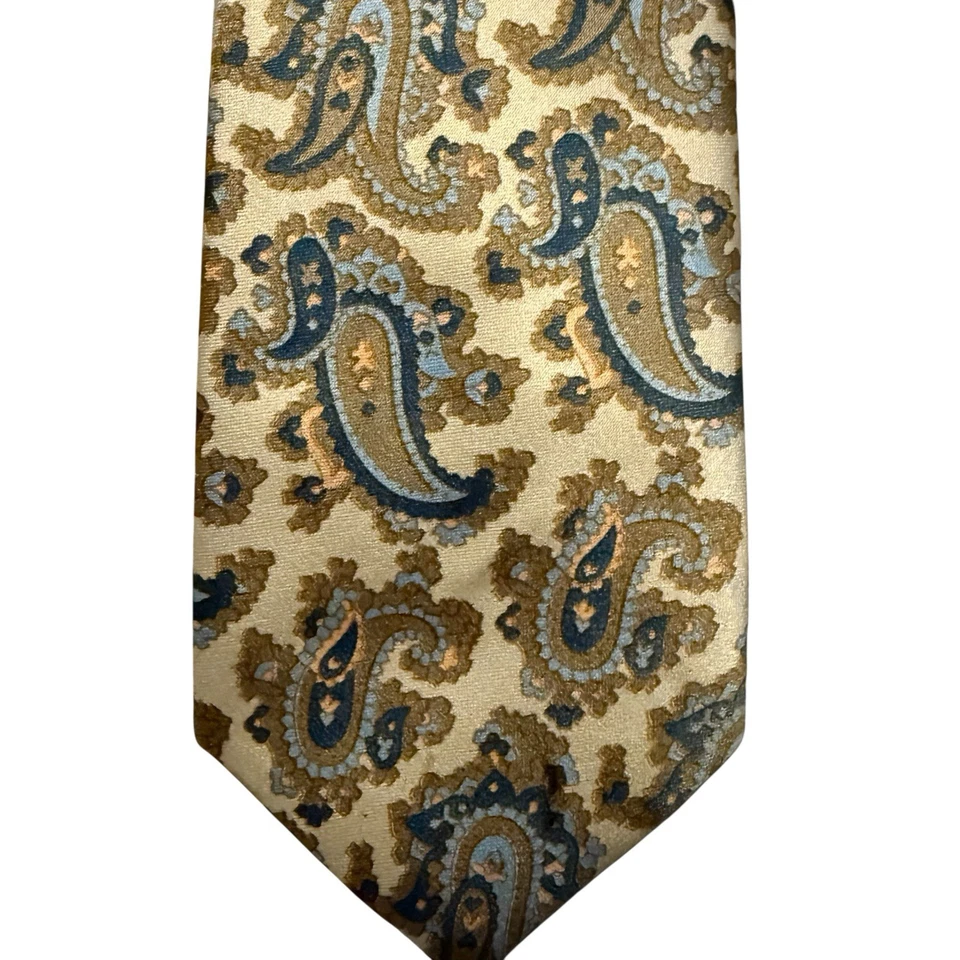 Corbata de cuello vintage de poliéster amarillo pálido multicolor cachemira 53”L X 3”W para hombre Foto 1 de 4