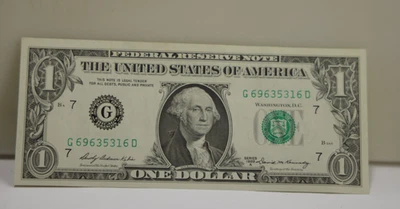 1969 A US $1 Federal Reserve Note Unc Chicago G69635316D - Image 1 of 2