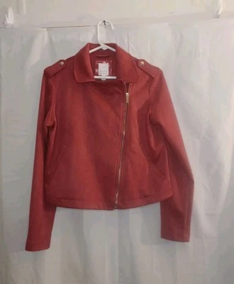 Jaqueta de Moto Feminina Lauren Conrad Berry Mist com Zíper e Bolsos Tamanho P Leia Nova Com Etiqueta - Imagem 1 de 4