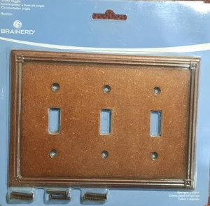 Brainerd Sponged Copper Triple Toggle Light Switch Cover Plate #135772 NOS New - Picture 1 of 5