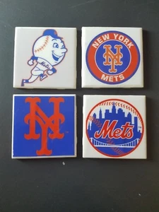 New York Mets Themed 4x4 Ceramic Coasters Handmade - Picture 1 of 6