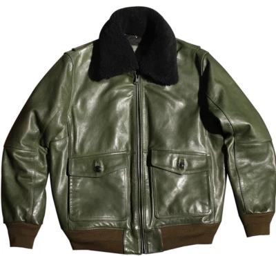 Мужская куртка-бомбер из искусственной кожи авиатор с воротником шерпа - Изображение 1 из 4